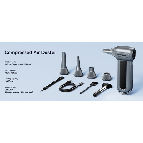 Wolfbox Portable Turbo Compressed Air Jetfan Handheld Cleaner & Hairdryer