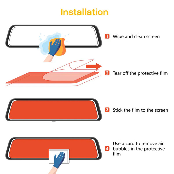 WOLFBOX 12-Inch Anti-Glare Film for Rear View Mirror Dash Cam