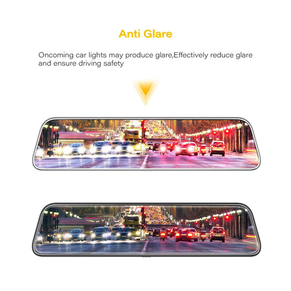 WOLFBOX 12-Inch Anti-Glare Film for Rear View Mirror Dash Cam