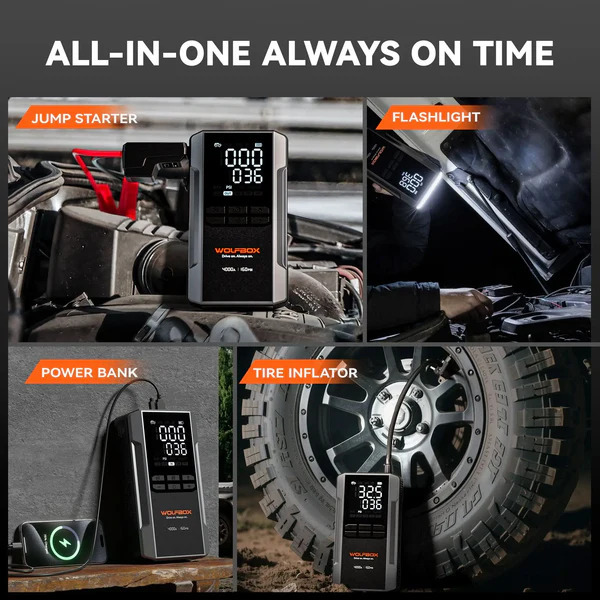 WOLFBOX MegaVolt 24Air 4000A Jump Starter Air Compressor 4-in-1  