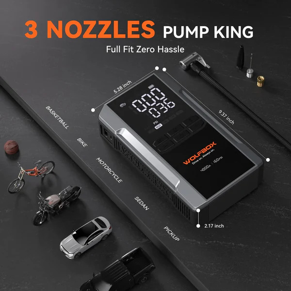 WOLFBOX MegaVolt 24Air 4000A Jump Starter Air Compressor 4-in-1  