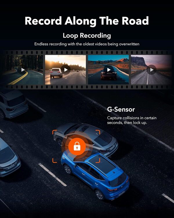 WOLFBOX G930 10" Inch 4K Mirror Dash Cam WiFi GPS 64GB Dual Cam