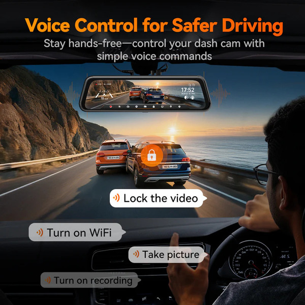 WOLFBOX M40 4K 10 Inch ADAS WiFi Touch Screen Mirror Dash Cam