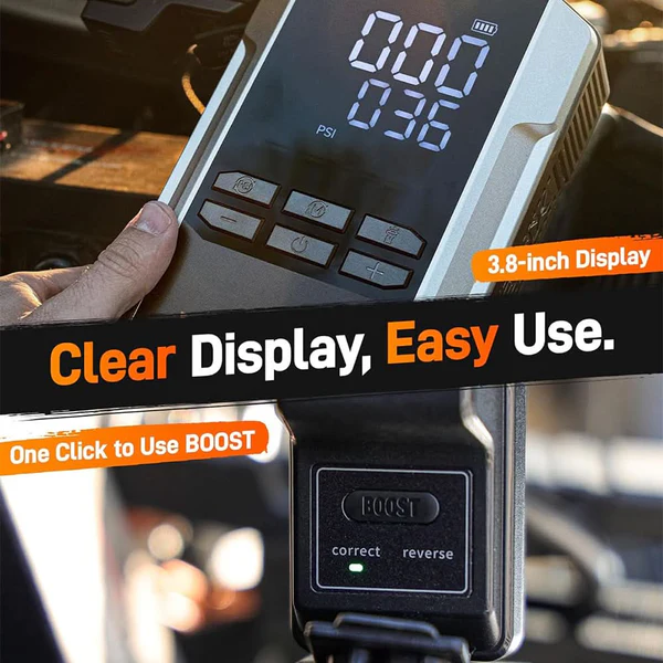 WOLFBOX MegaVolt16 Air 3000A Jump Starter with Air Compressor, USB Type-C  