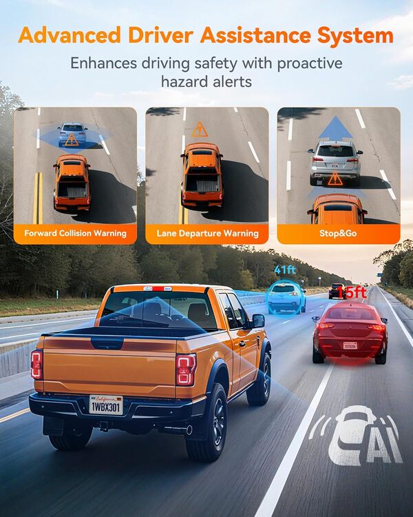 WOLFBOX X3 PRO 2.5K 60FPS Dash Cam, Front, Rear, WiFi, GPS, 64GB, Starvis 2