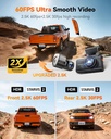 WOLFBOX X3 PRO 2.5K 60FPS Dash Cam, Front, Rear, WiFi, GPS, 64GB, Starvis 2