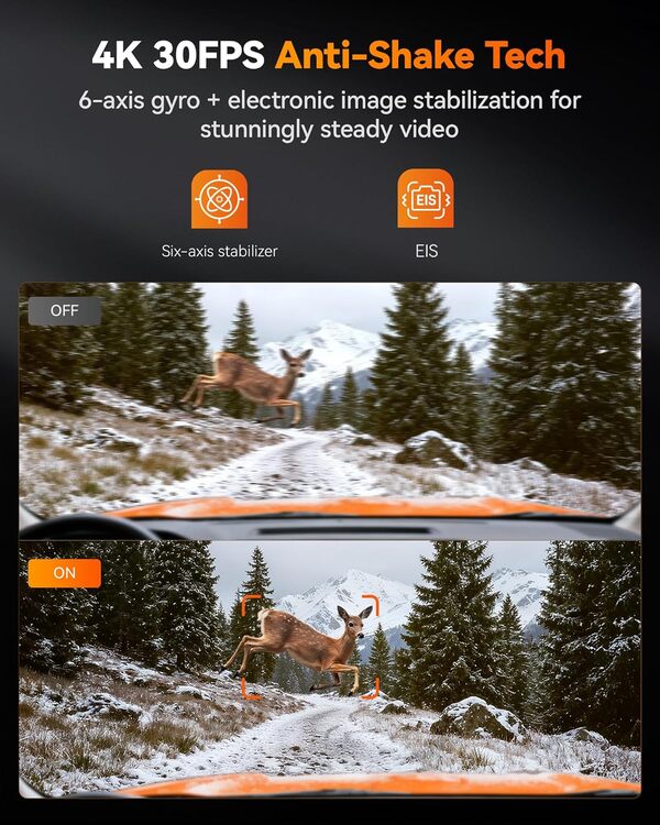 WOLFBOX X5 Duo 4K 2.5K Dash Cam, STARVIS 2, WiFi, GPS, 64GB, Touch Screen  