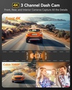 WOLFBOX i17 4K 3 Channel Dash Cam WiFi, GPS, 64GB Card and Night Vision