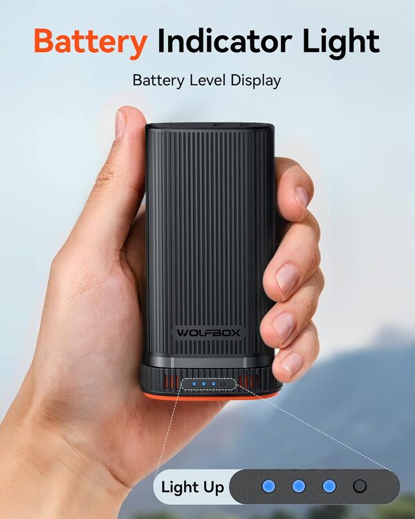 Wolfbox MF200 22.2Wh 7.4V Rechargeable Li-ion Battery Pack – Removable Backup Power for Compressed Air Duster (Battery Only, No Charger)