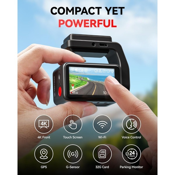 REDTIGER F4 4K Dash Cam Front - 2160P UHD Touch Screen, Voice Control