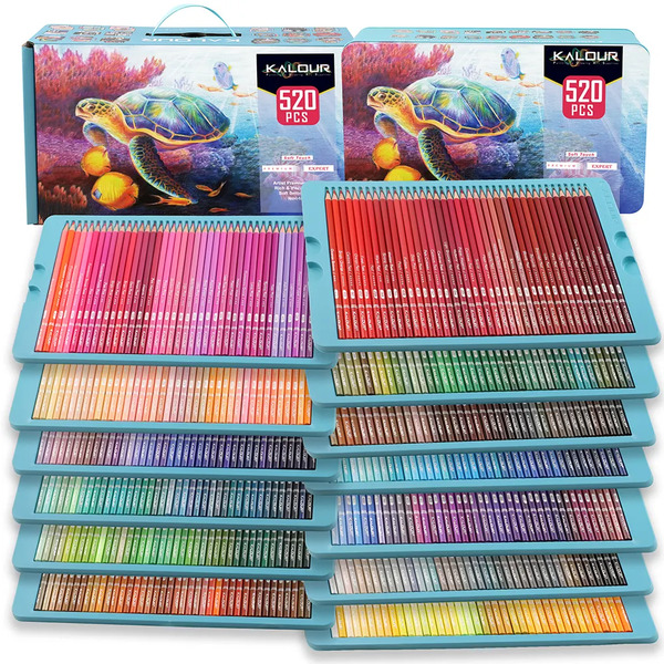 KALOUR 520 Color Pencil Tin Box Set - Massive Collection of 520 Pencils