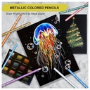 KALOUR 74 Metallic Color Pencil Tin Box Set - Perfect for Artists/Colorists