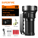 SUPERFIRE L20 Long-Range Heavy-Duty Flashlight - 5000 Lumens, 600m Beam