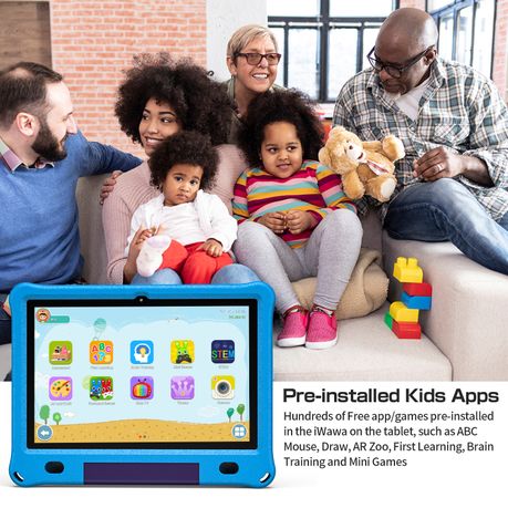 PRITOM Learning Kids Tablet 10.1" HD - 3GB RAM, 64GB Storage, WiFi - Blue