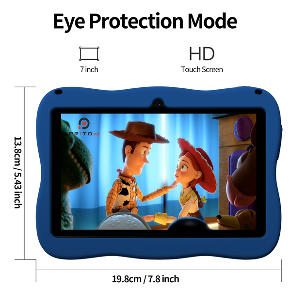 Pritom K7 Pro Astronaut Kids Tablet - 7" HD Android 13, 4GB RAM, 32GB ROM - Blue