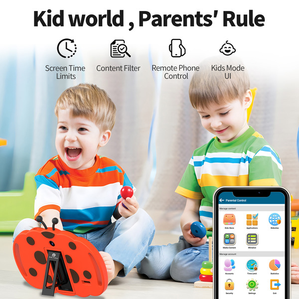 PRITOM Kids Smart Tablet 7 WiFi | 2GB RAM, 32GB Storage, Parental Controls - Orange