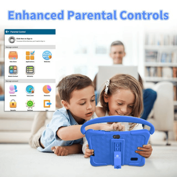 PRITOM Kids Smart Tablet 7" WiFi | 2GB RAM, 32GB Storage, Parental Controls - Blue