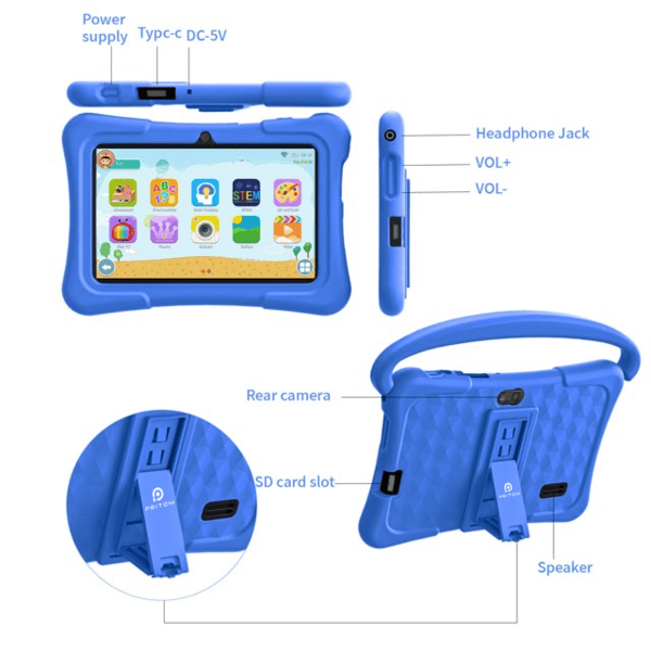 PRITOM Kids Smart Tablet 7" WiFi | 2GB RAM, 32GB Storage, Parental Controls - Blue
