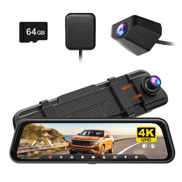WOLFBOX M40 4K 10 Inch ADAS WiFi Touch Screen Mirror Dash Cam