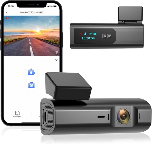 [5272] Wolfbox I03 2.5K Dash Cam WiFi Full HD Car Dashboard Camera Night Vision