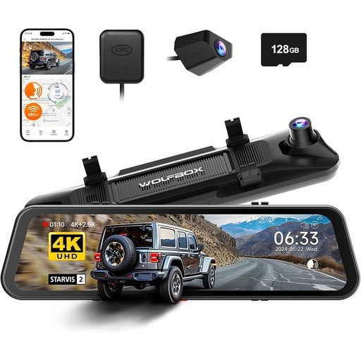 [6250] WOLFBOX G900 PRO 4K Mirror Dash Cam with STARVIS 2  