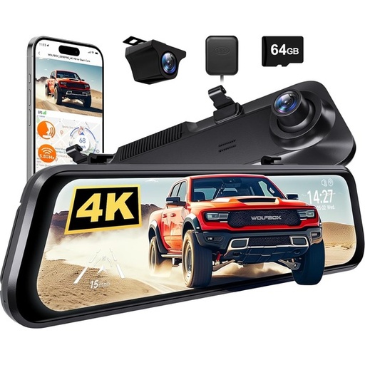 [6251] WOLFBOX G850 PRO 4K Mirror Dash Cam - Advanced Safety & Clarity