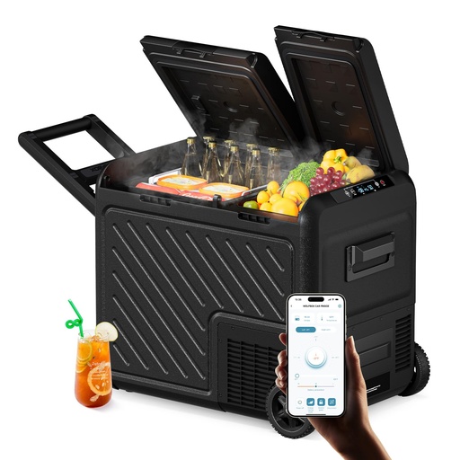 [6869] WOLFBOX 12V Car Fridge Freezer - 45L Dual-Zone Portable Electric Cooler
