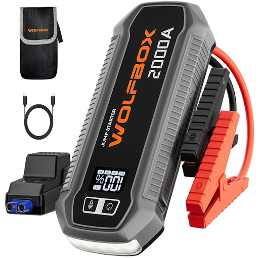 [7528] WOLFBOX MegaVolt12 2000A 12V Car Jump Starter 44.4Wh Portable  