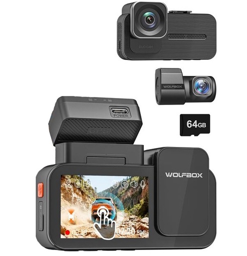 [7539] WOLFBOX X5 Duo 4K 2.5K Dash Cam, STARVIS 2, WiFi, GPS, 64GB, Touch Screen  